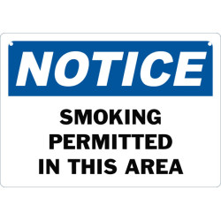 Notice Smoking Permitted In This Area Safety Sign