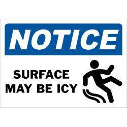 Notice Surface May Be Icy Safety Sign