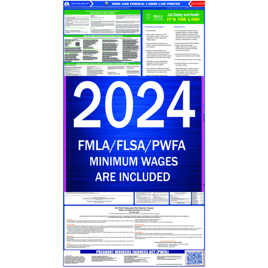 2024 Ohio State and Federal All-In-One Labor Law Poster 2024 Ohio State and Federal All-In-One Labor Law Poster