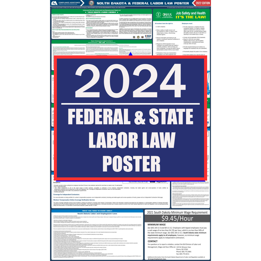 South Dakota Labor Law Poster 2024 AllInOne State/Federal