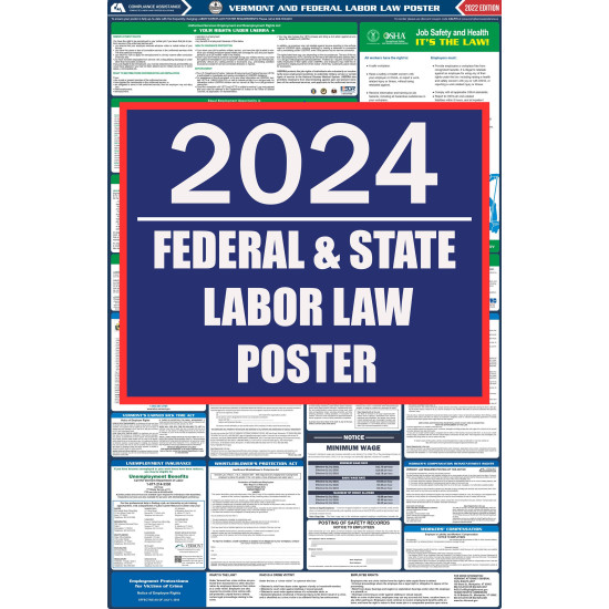 2023 Vermont State and Federal All-In-One Labor Law Poster 2023 Vermont State and Federal All-In-One Labor Law Poster