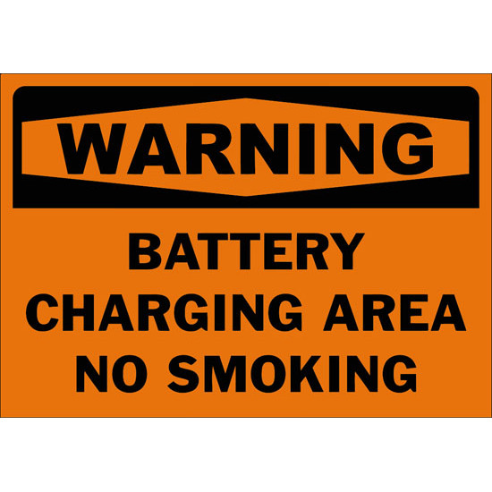 Warning Battery Charging Area No Smoking Safety Sign