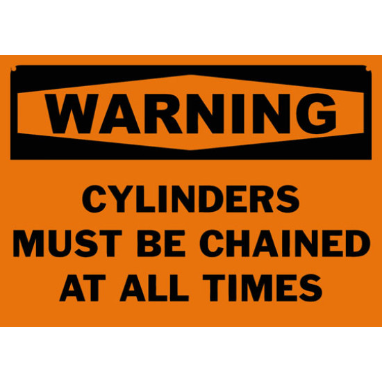 Warning Cylinders Must Be Chained At All Times Safety Sign