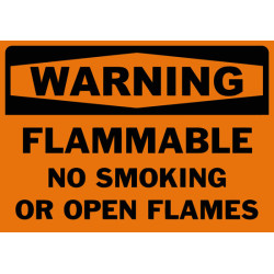 Warning Flammable No Smoking Or Open Flames Safety Sign
