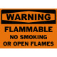 Warning Flammable No Smoking Or Open Flames Safety Sign