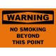 Warning No Smoking Beyond This Point Safety Sign