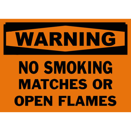 Warning No Smoking Matches Or Open Flames Safety Sign