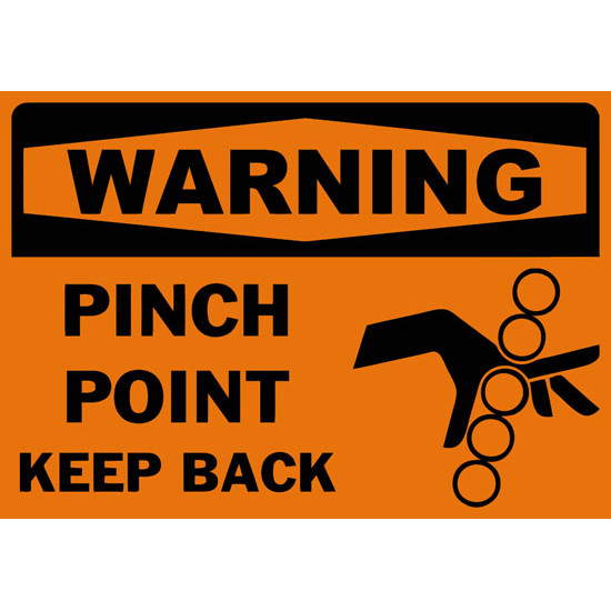 Warning Pinch Point Keep Back Safety Sign