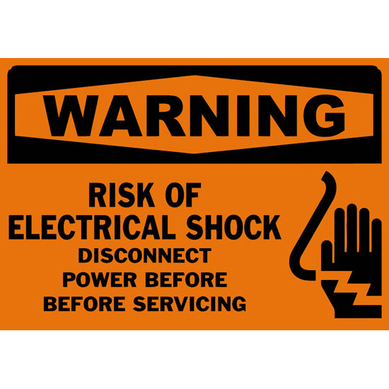Warning Risk Of Electrical Shock Disconnect Power Before Before Servicing Safety Sign