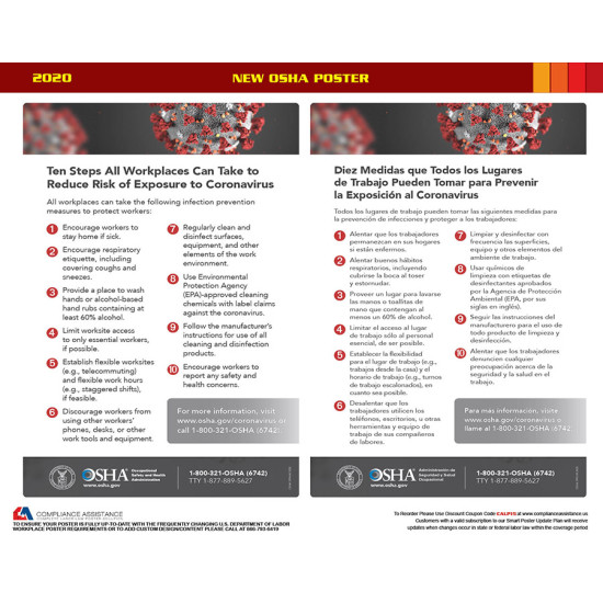 New OSHA Poster Reducing Workplace Exposure to the Coronavirus