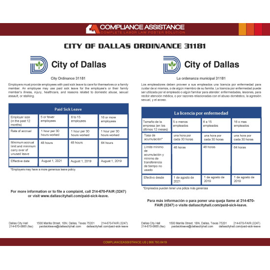 City of Dallas Paid Sick Leave Ordinance English/Spanish