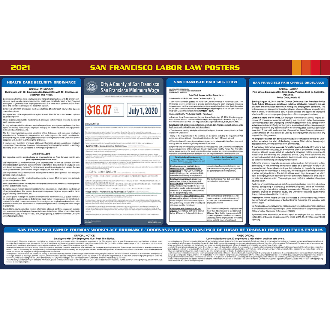 San Francisco Labor Law Posters 2021