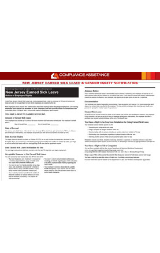NEW JERSEY EARNED SICK LEAVE & GENDER EQUITY NOTIFICATION