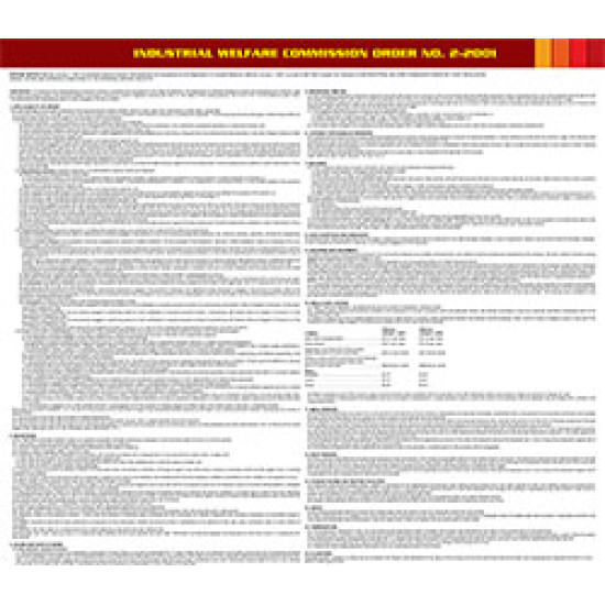 California Industry Welfare Commission (IWC) #2 Personal Service Industry Poster California Industry Welfare Commission (IWC) #2 Personal Service Industry Poster