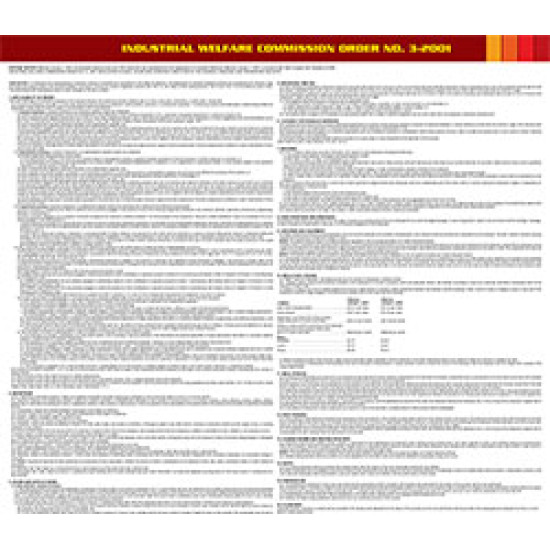 California Industry Welfare Commission (IWC) #4 Professional, Technical, Clerical, Mechanical Industries Poster California Industry Welfare Commission (IWC) #4 Professional, Technical, Clerical, Mechanical Industries Poster