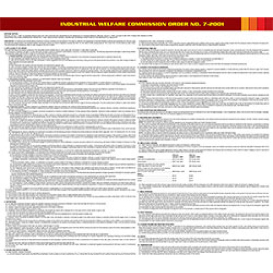 California Industry Welfare Commission (IWC) #7 Mercantile Industry Poster California Industry Welfare Commission (IWC) #7 Mercantile Industry Poster