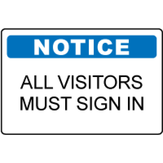 OSHA Notice Sign: All Visitors Must Sign In