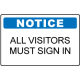 OSHA Notice Sign: All Visitors Must Sign In