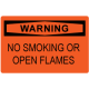 OSHA Safety Sign: Warning - No Smoking or Open Flames